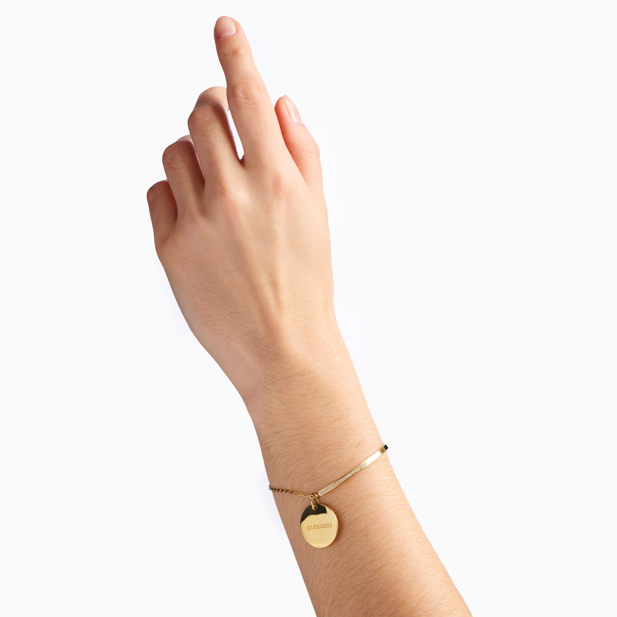 SIGNATURE BAR DISC ENGRAVABLE BRACELET