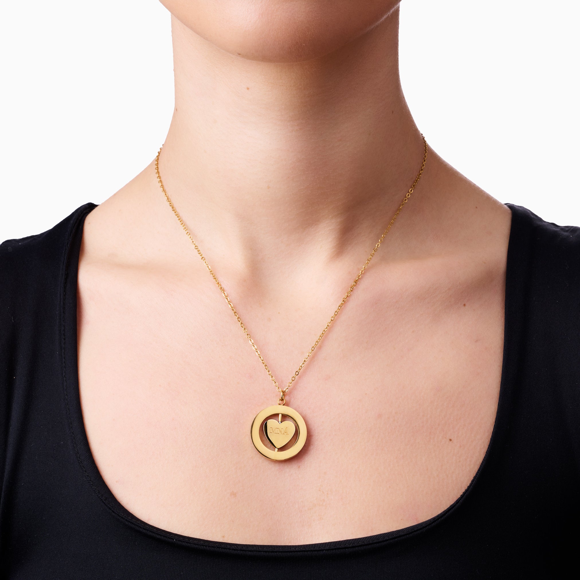 SPINNING HEART ENGRAVABLE NECKLACE