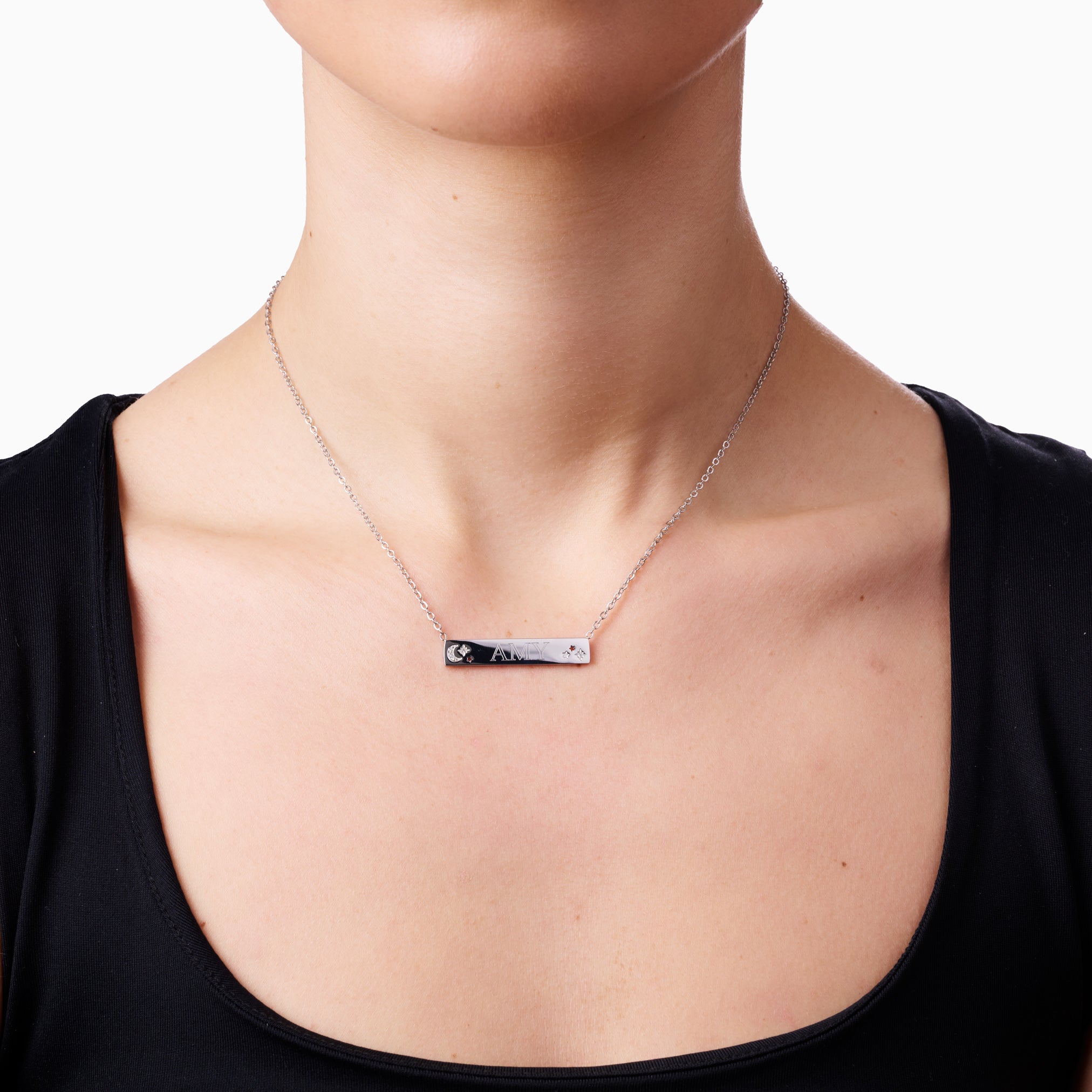 MOON & STARS ENGRAVABLE PLATE NECKLACE
