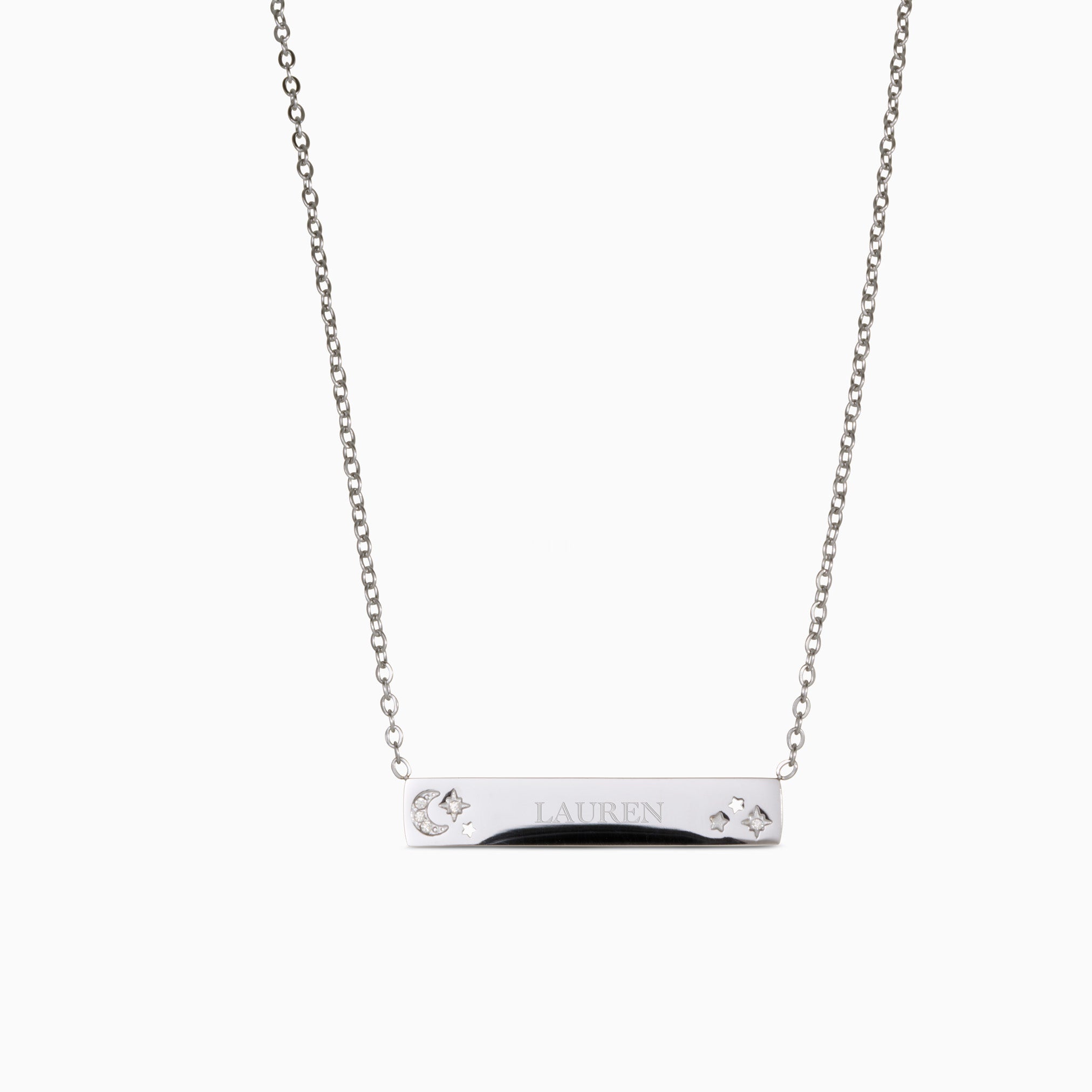 MOON & STARS ENGRAVABLE PLATE NECKLACE