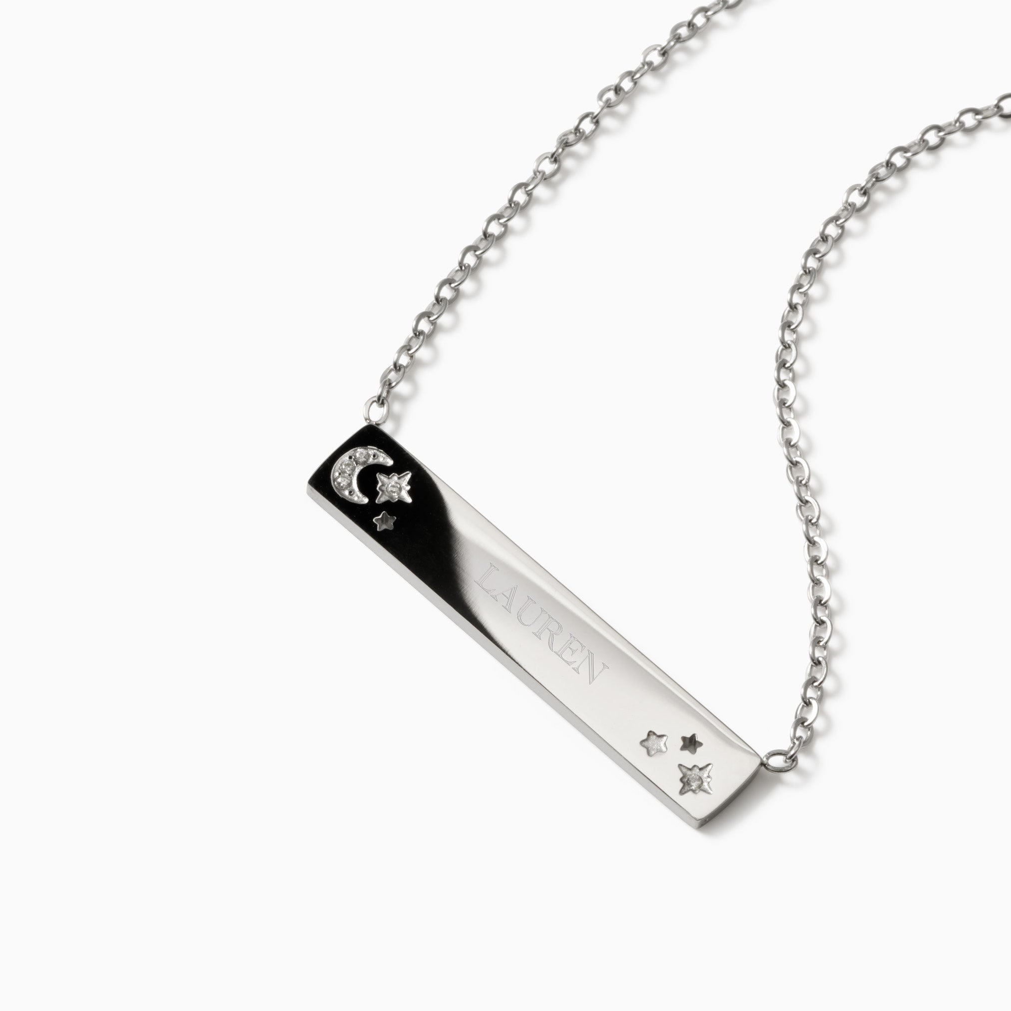 MOON & STARS ENGRAVABLE PLATE NECKLACE