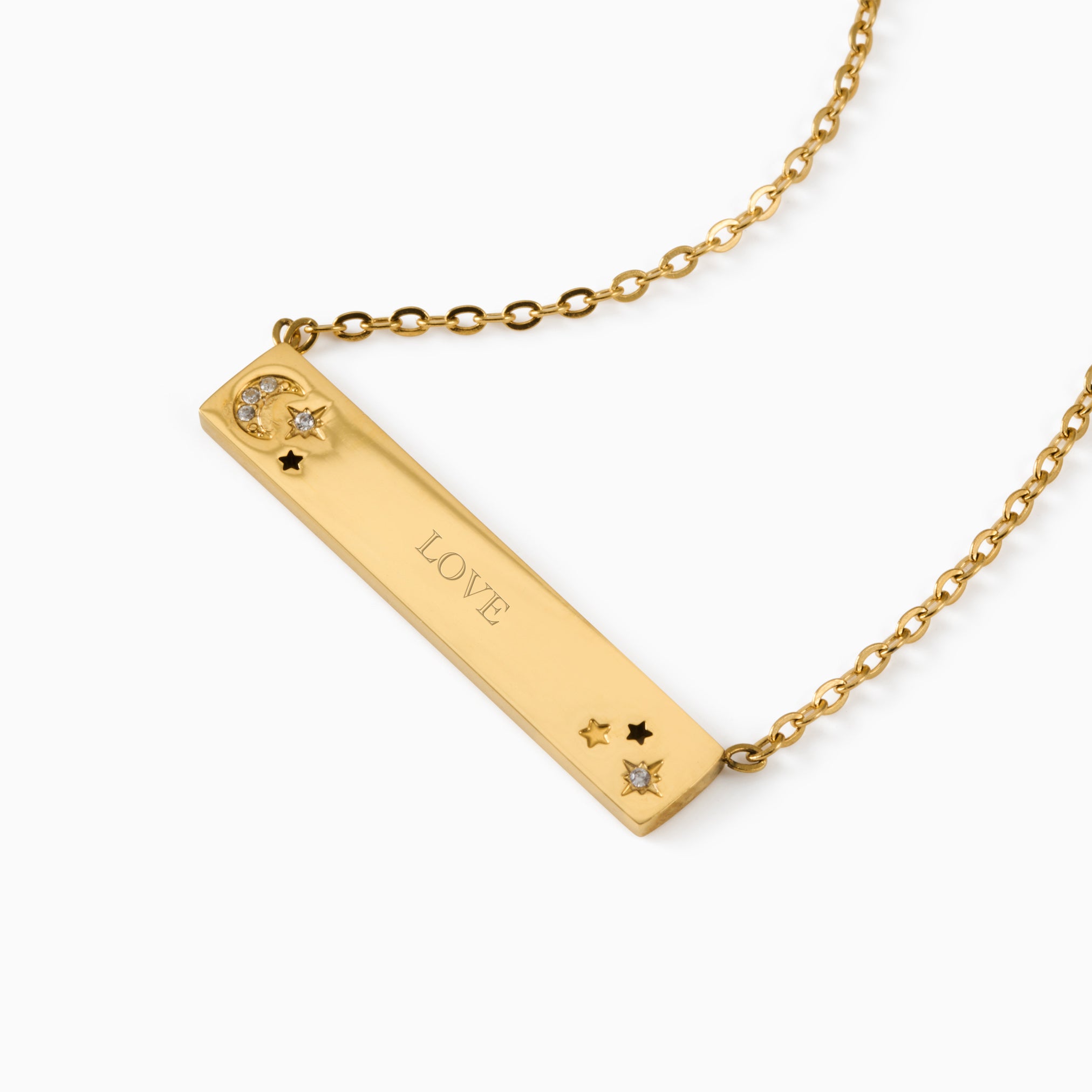 MOON & STARS ENGRAVABLE PLATE NECKLACE