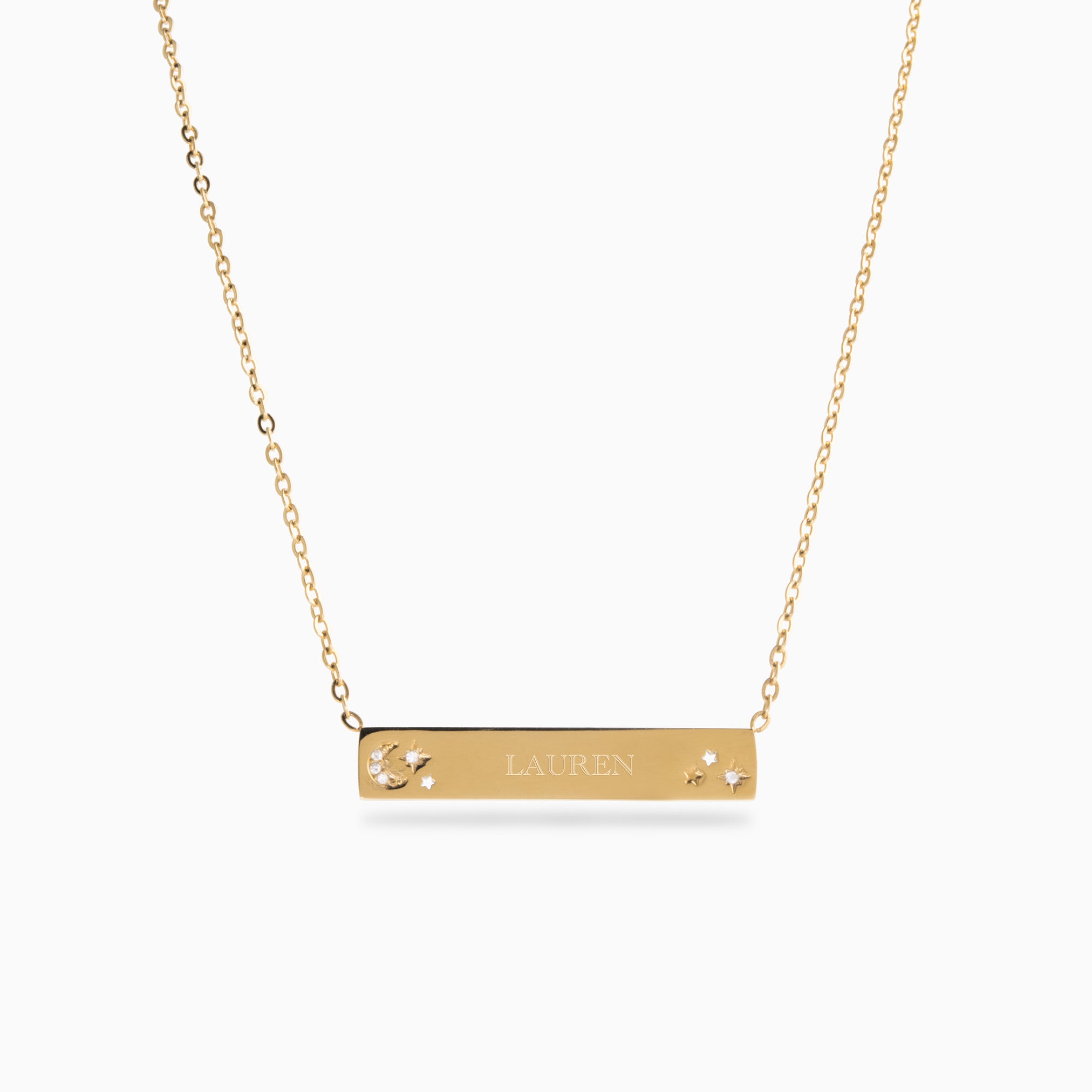 MOON & STARS ENGRAVABLE PLATE NECKLACE
