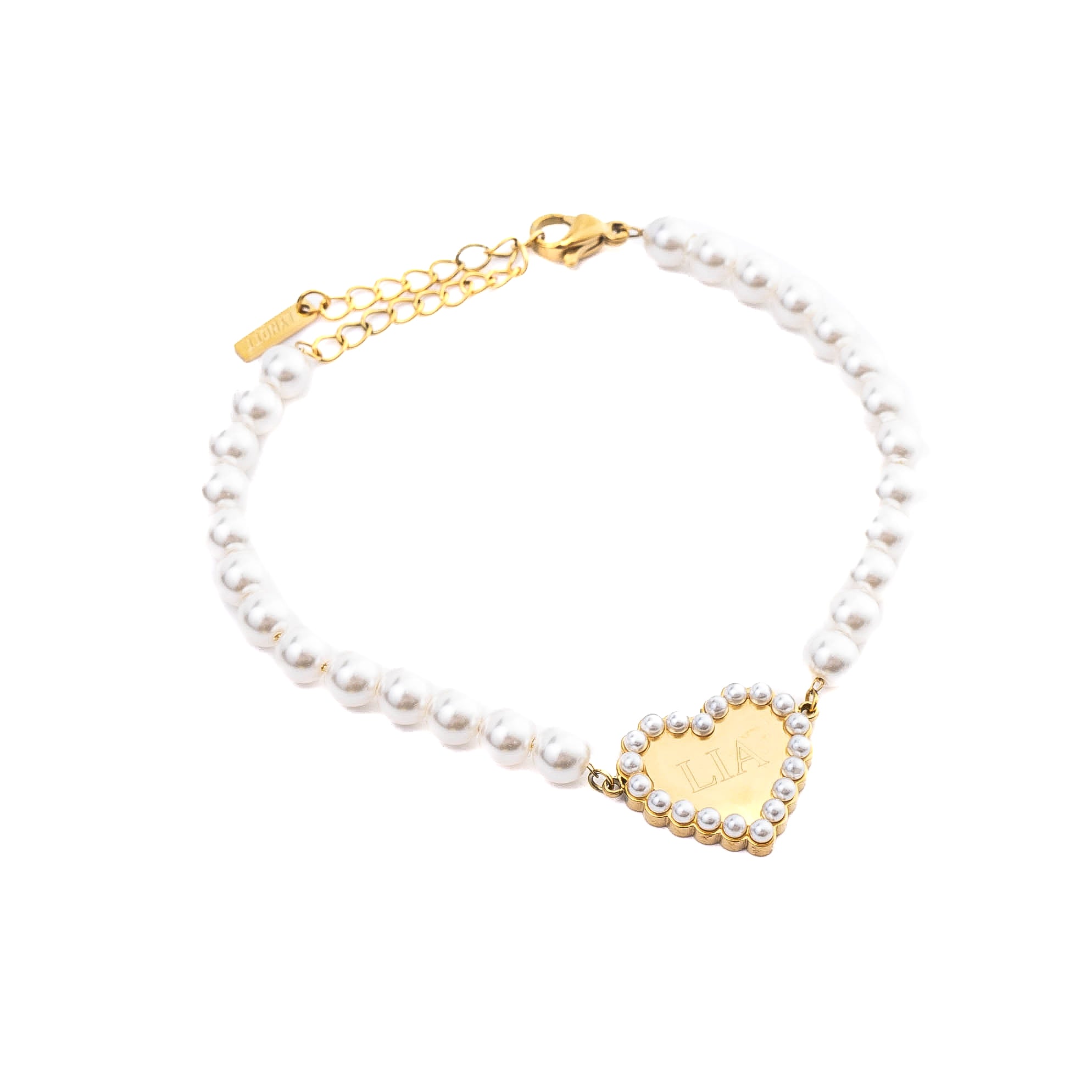 PEARL ENGRAVABLE HEART BRACELET
