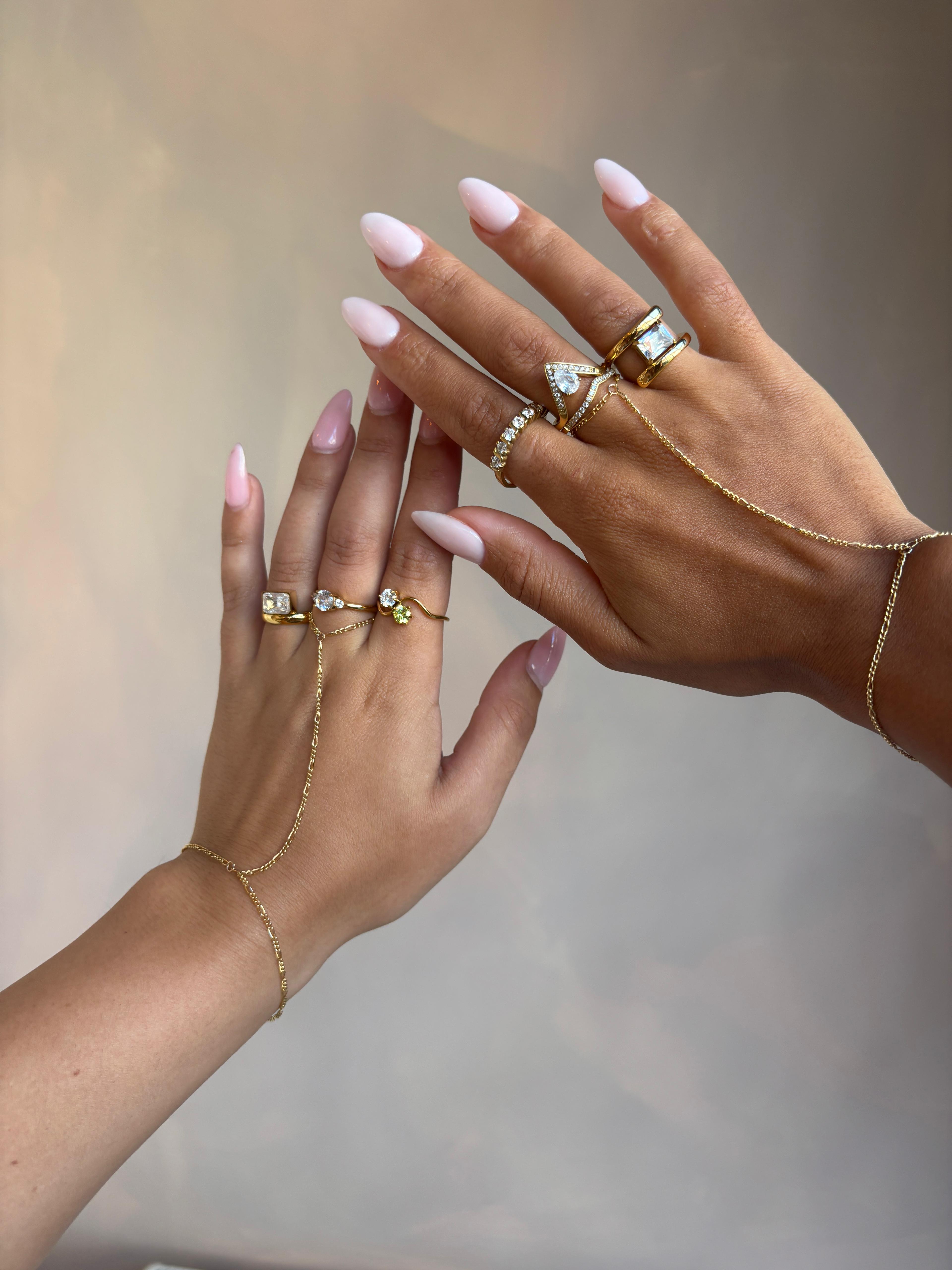 CRYSTAL WISHBONE RING