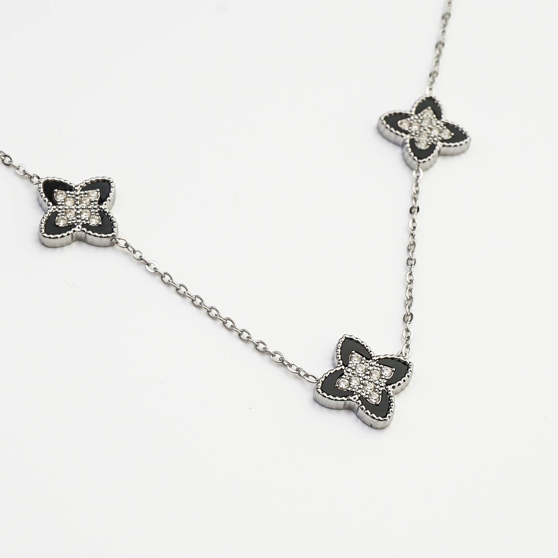 PASSIONATE CLOVER BLACK NECKLACE - Lynott Jewellery