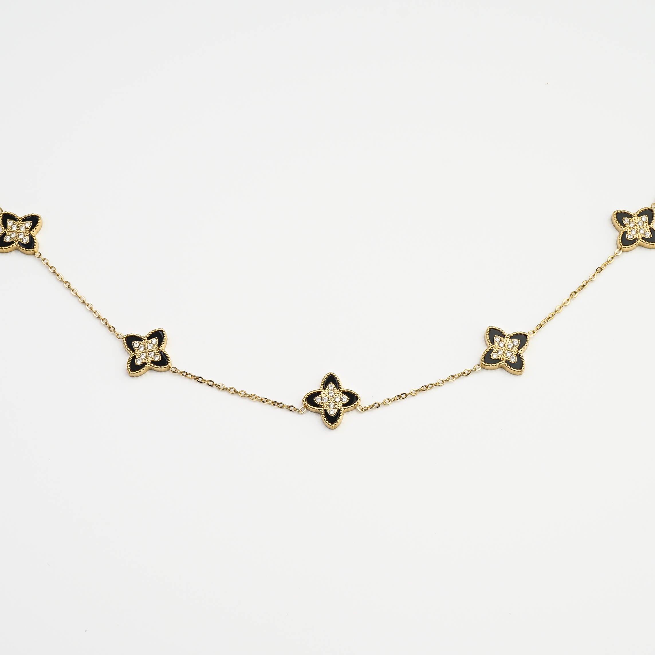 PASSIONATE CLOVER BLACK NECKLACE - Lynott Jewellery