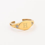 OVAL ADJUSTABLE ENGRAVABLE RING GOLD - Lynott Jewellery