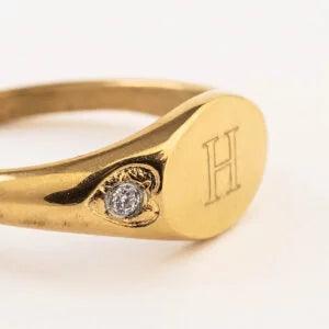 OVAL ADJUSTABLE ENGRAVABLE RING GOLD - Lynott Jewellery
