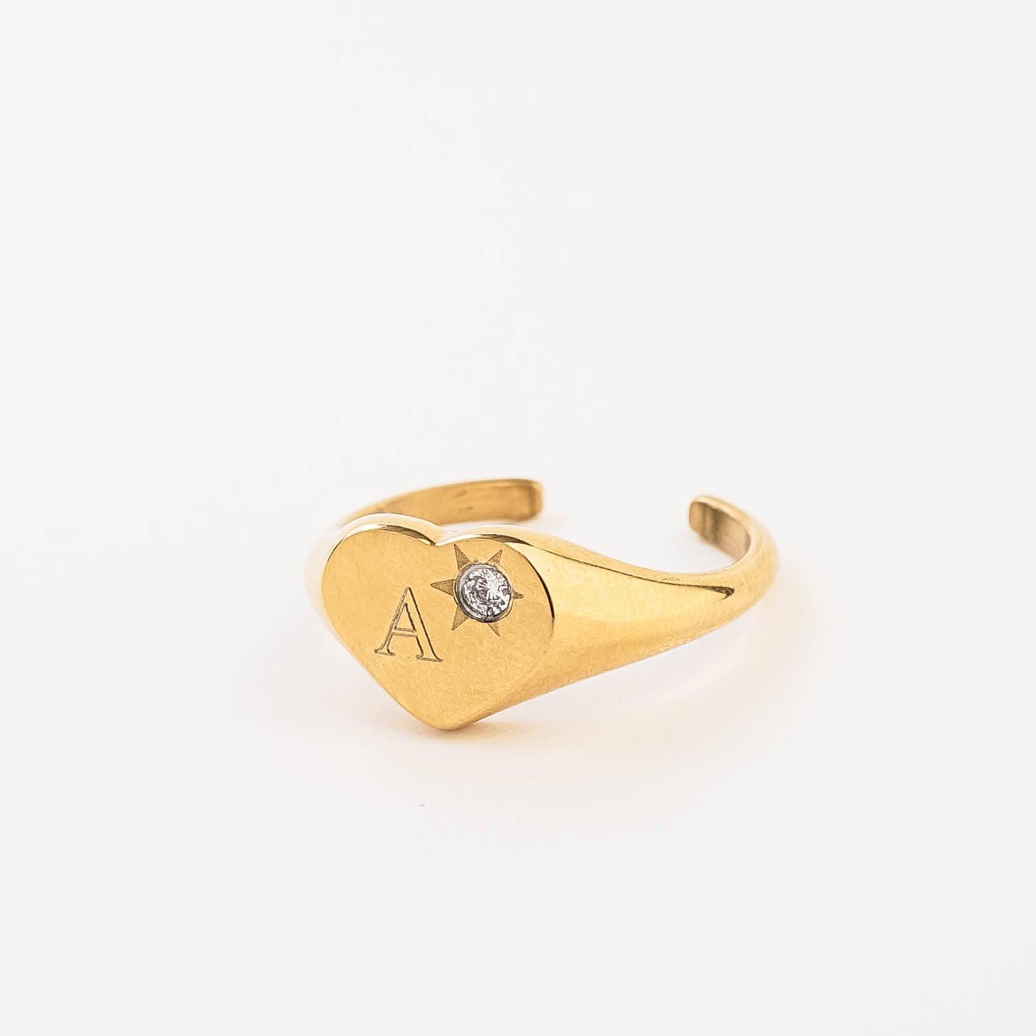 HEART ADJUSTABLE ENGRAVABLE RING - Lynott Jewellery
