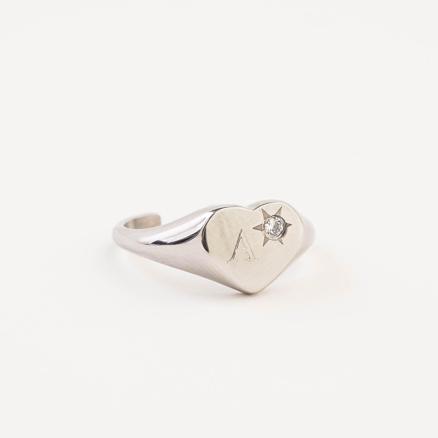 HEART ADJUSTABLE ENGRAVABLE RING - Lynott Jewellery