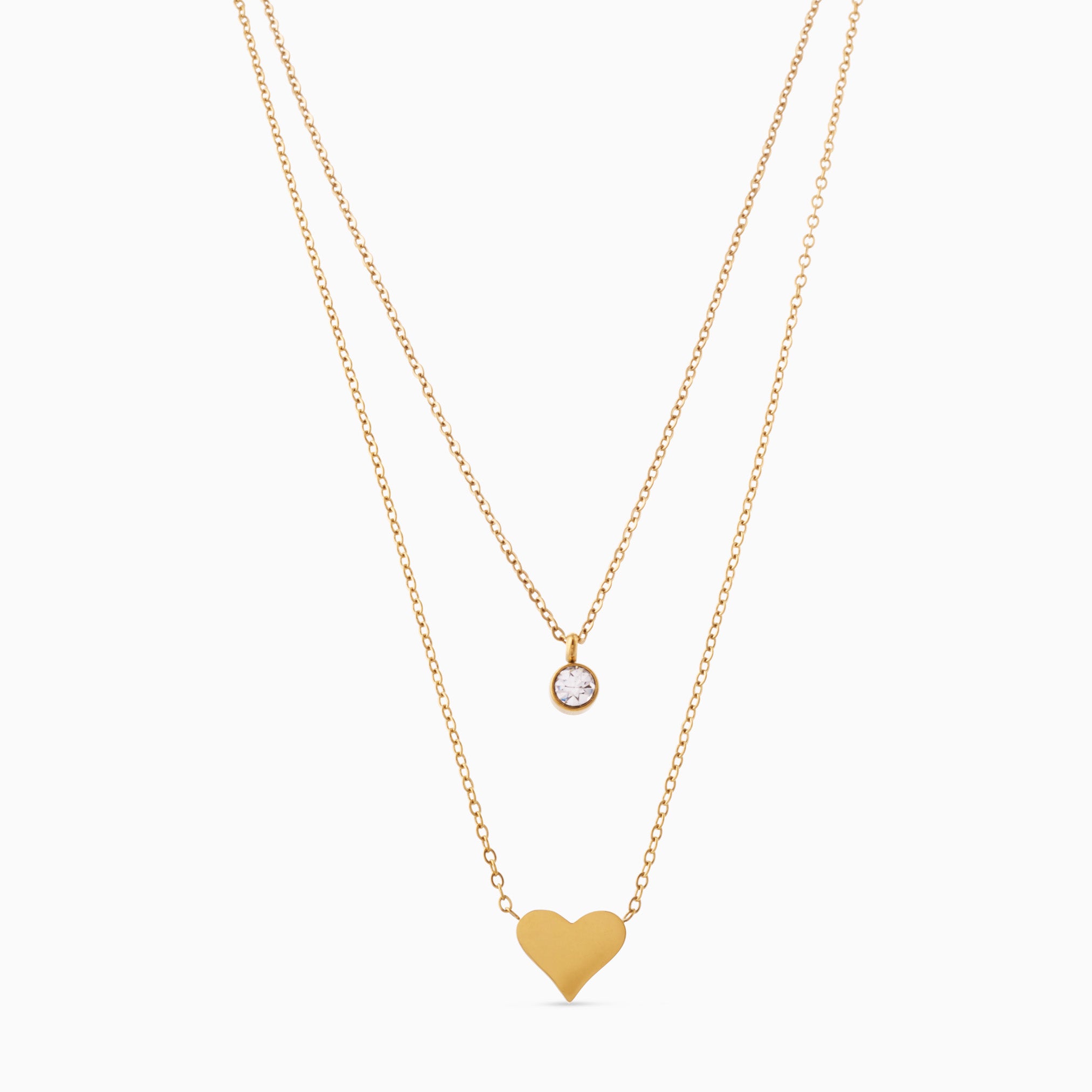 HEART TO HEART LAYERED ENGRAVABLE NECKLACE GOLD