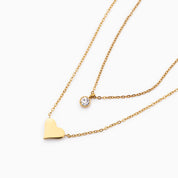 HEART TO HEART LAYERED ENGRAVABLE NECKLACE GOLD