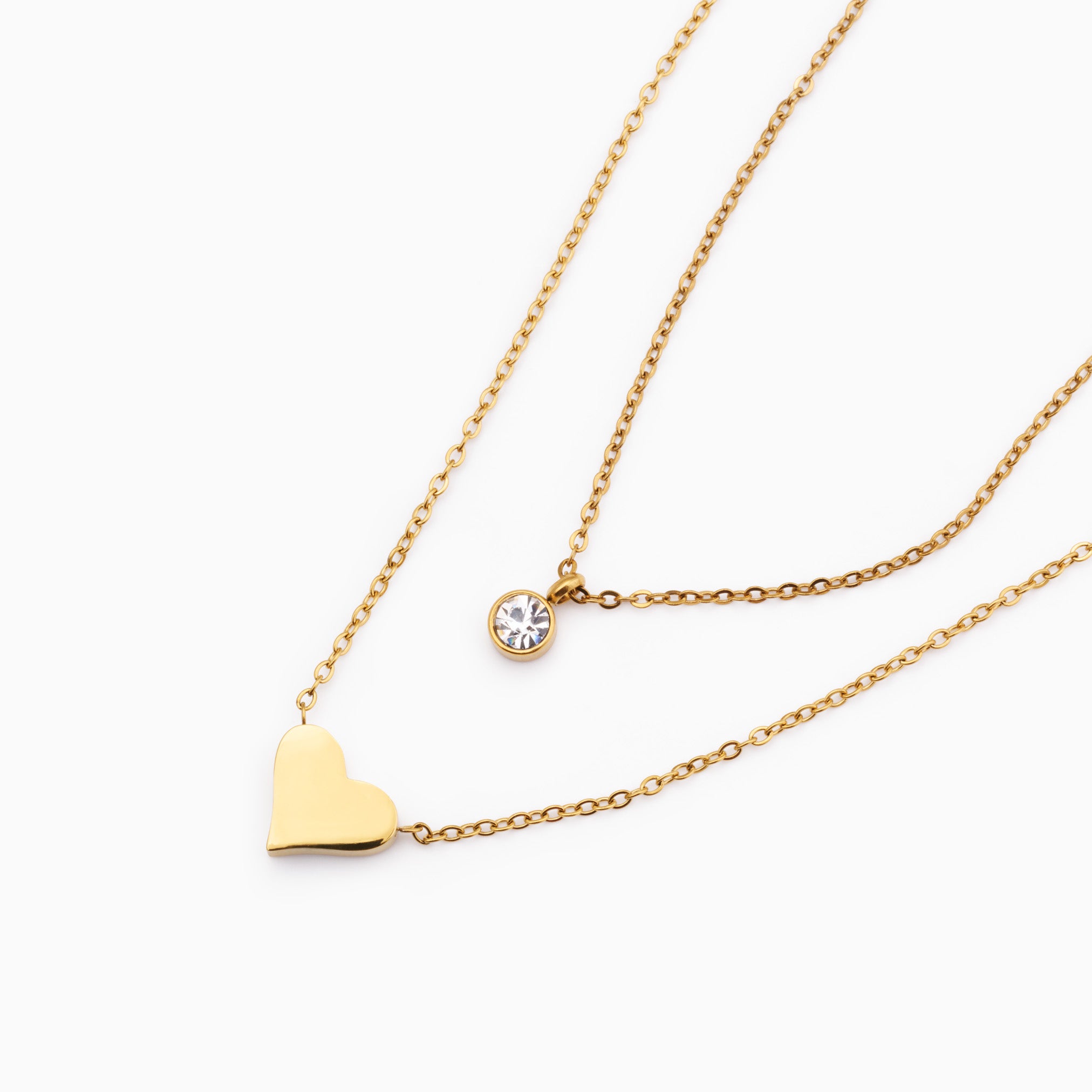 HEART TO HEART LAYERED ENGRAVABLE NECKLACE GOLD