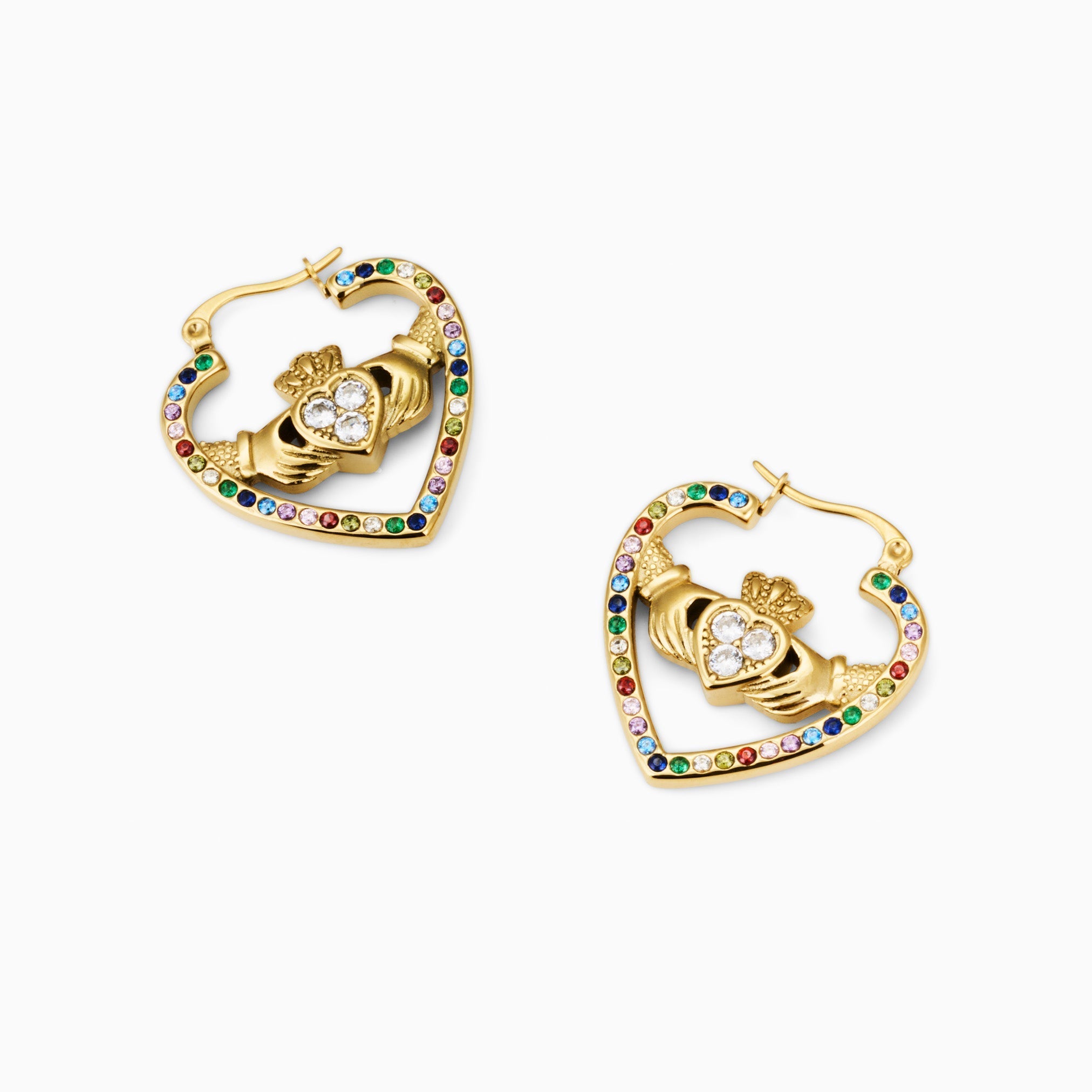 Megan Forte Clarke Drama Queen Heart Claddagh Hoops