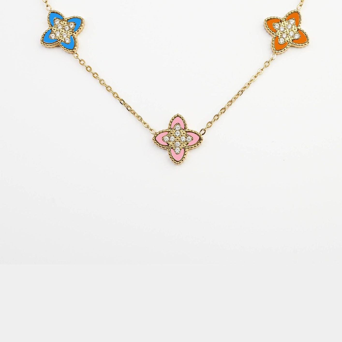 PASSIONATE MULTI CLOVER SET best gold plated tarnish and water resistant piece by Irish Jewellery brand - Lynott Jewellery