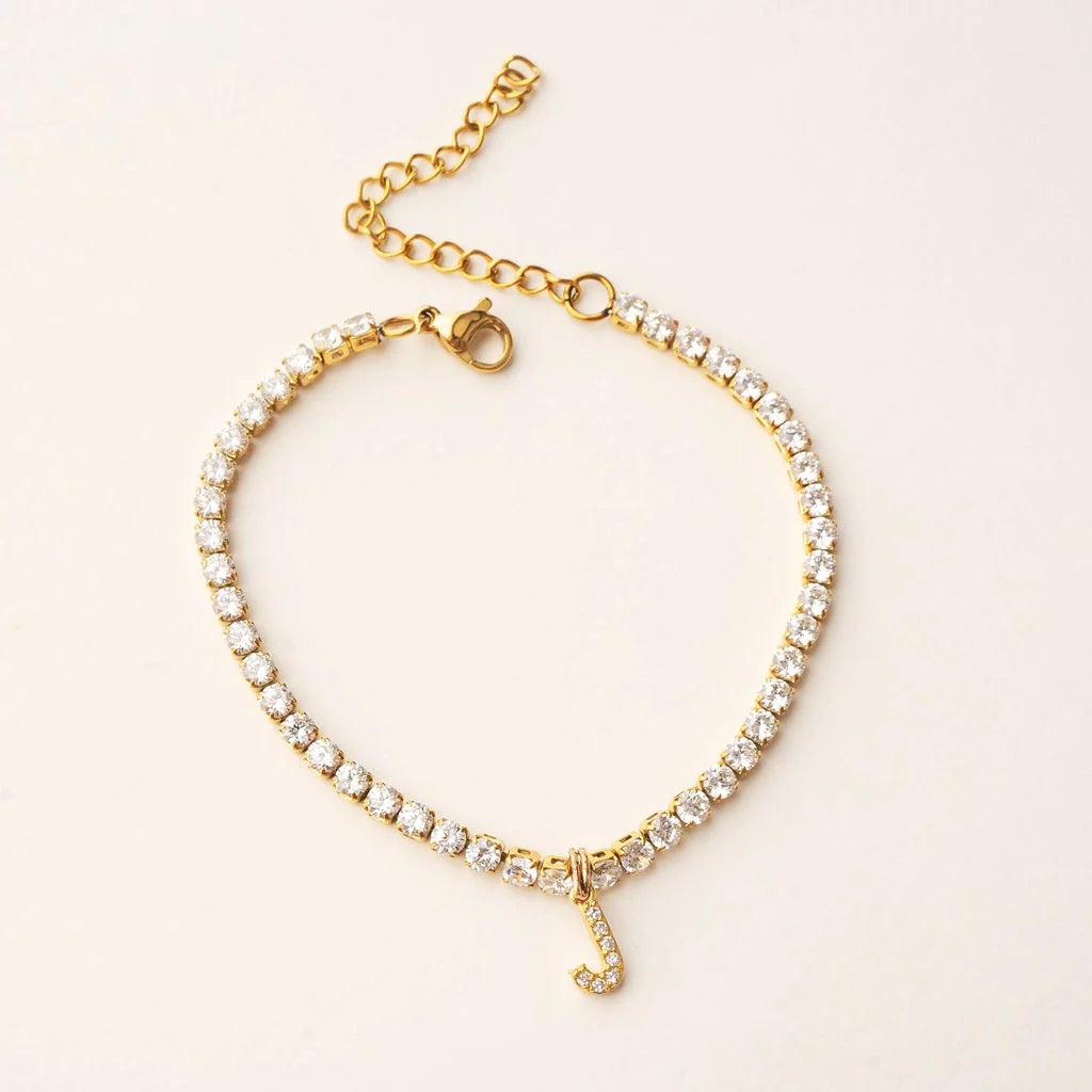 INITIAL GOLD TENNIS BRACELET - Lynott Jewellery