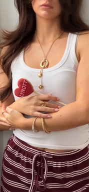 DROP DOWN CHAIN HEART AND CIRCLE NECKLACE