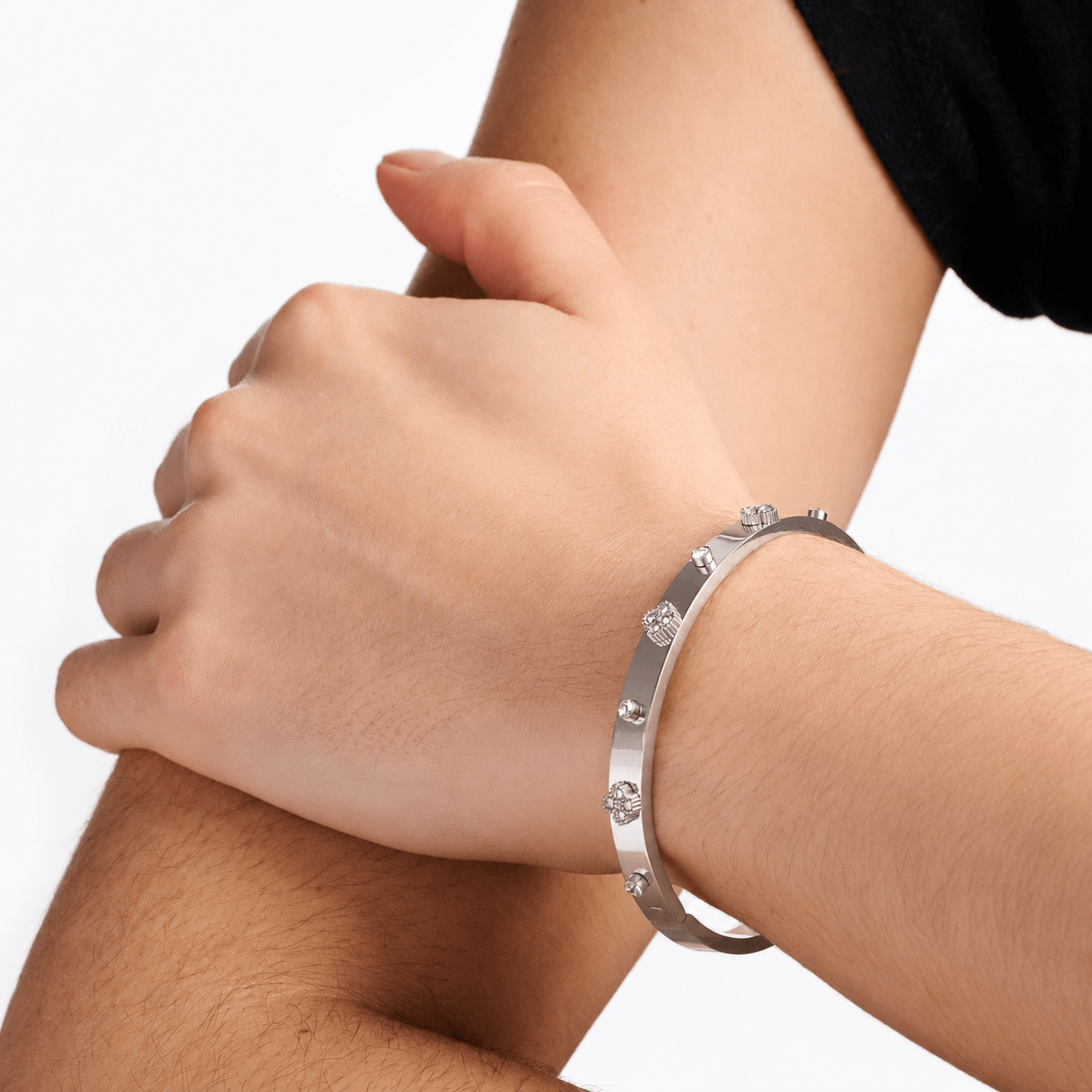 CLUSTER CLOVER BANGLE best gold plated tarnish and water resistant piece by Irish Jewellery brand - Lynott Jewellery
