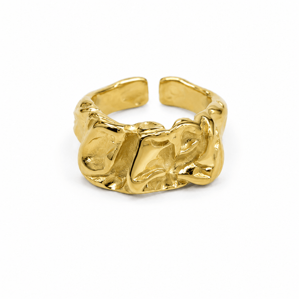 SQUARE TEXTURED RING best gold plated tarnish and water resistant piece by Irish Jewellery brand - Lynott Jewellery