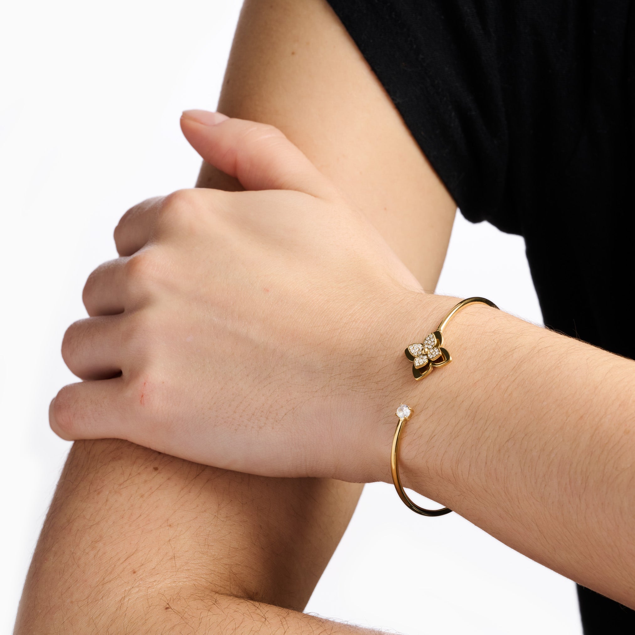 WILD CLOVER BANGLE best gold plated tarnish and water resistant piece by Irish Jewellery brand - Lynott Jewellery