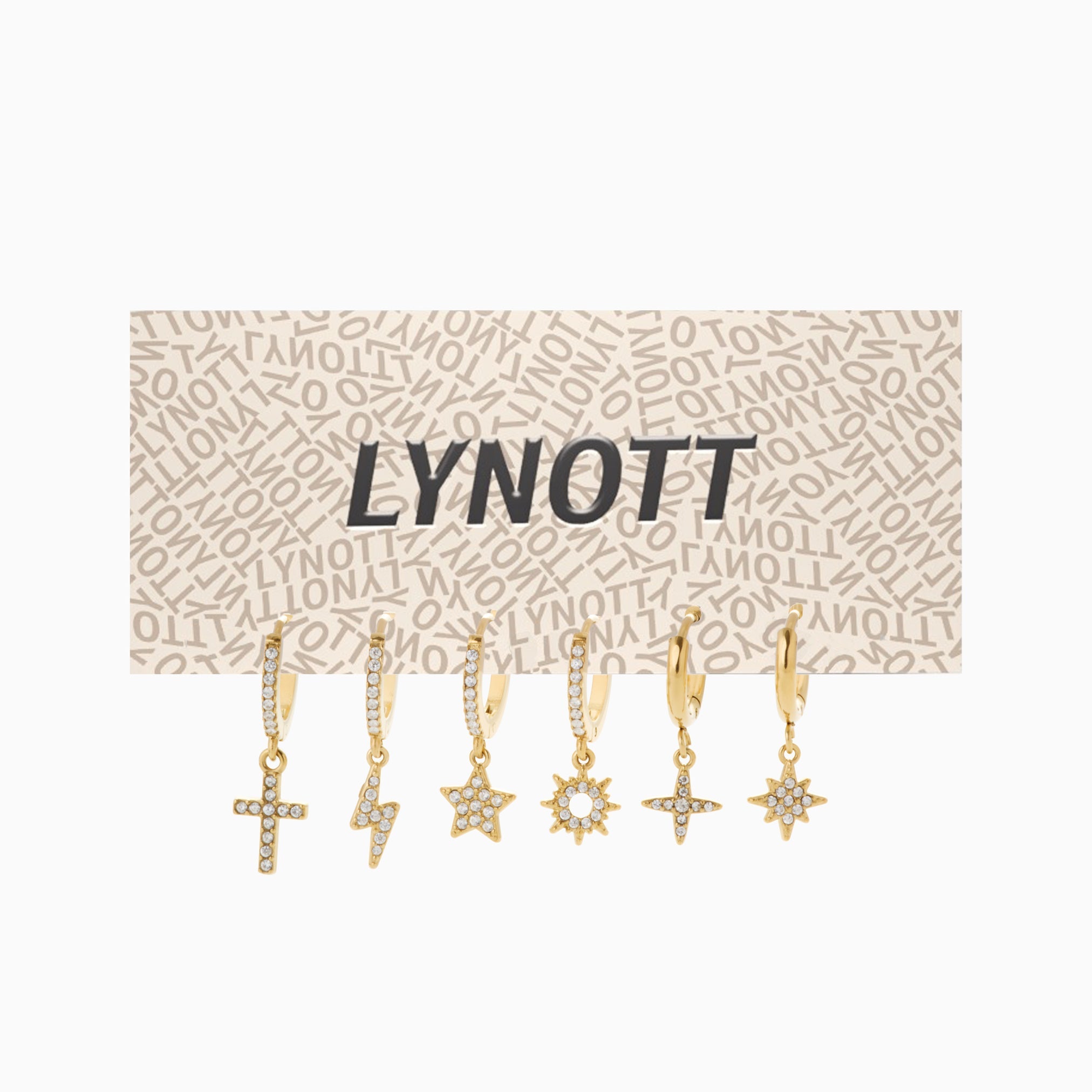 COSMIC WONDER HUGGIE 5 PIECE EARRING SET best gold plated tarnish and water resistant piece by Irish Jewellery brand - Lynott Jewellery