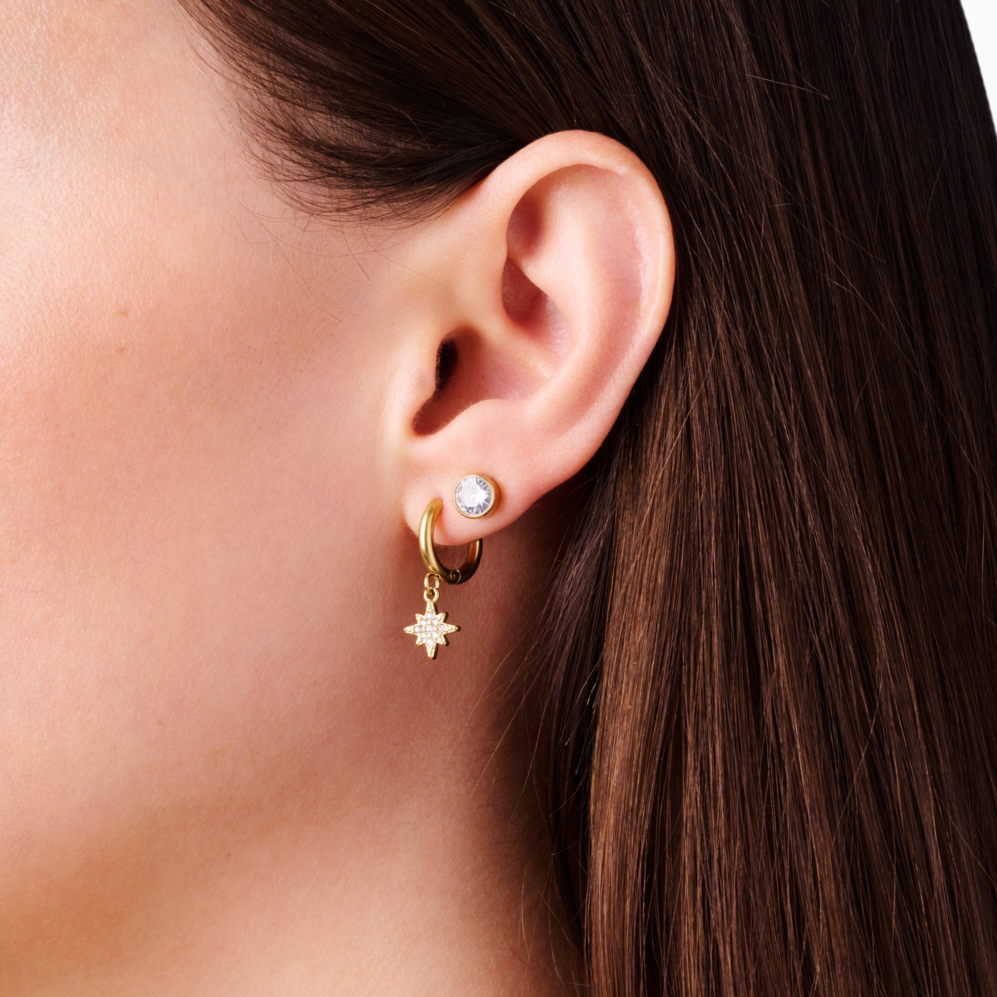 COSMIC WONDER HUGGIE 5 PIECE EARRING SET best gold plated tarnish and water resistant piece by Irish Jewellery brand - Lynott Jewellery