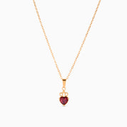 HEART CROWN RUBY RED PENDANT NECKLACE