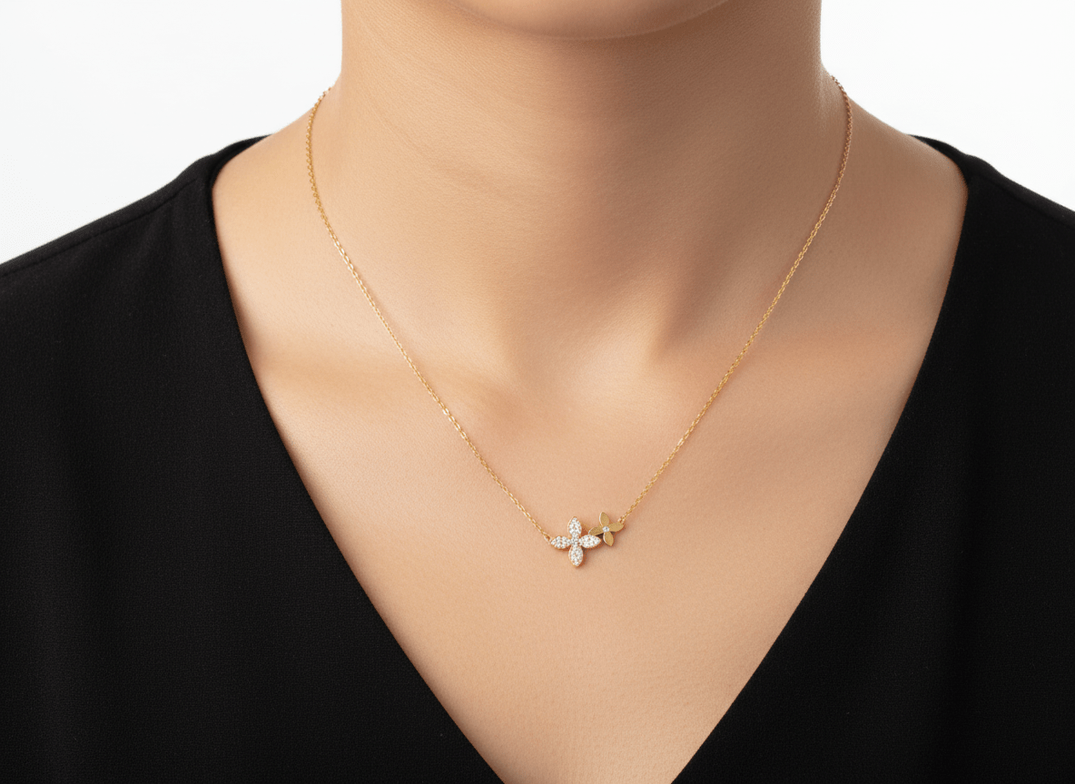 BLOSSOM NECKLACE best gold plated tarnish and water resistant piece by Irish Jewellery brand - Lynott Jewellery