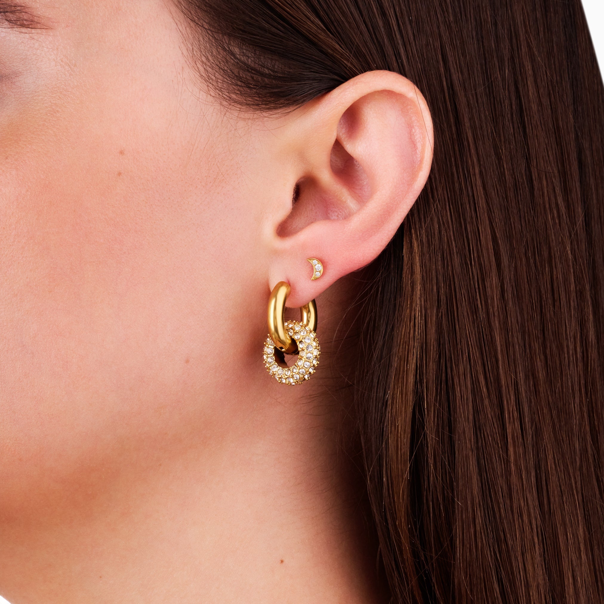 CRYSTAL RING HOOPS best gold plated tarnish and water resistant piece by Irish Jewellery brand - Lynott Jewellery