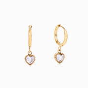 HEART DROP HUGGIES best gold plated tarnish and water resistant piece by Irish Jewellery brand - Lynott Jewellery