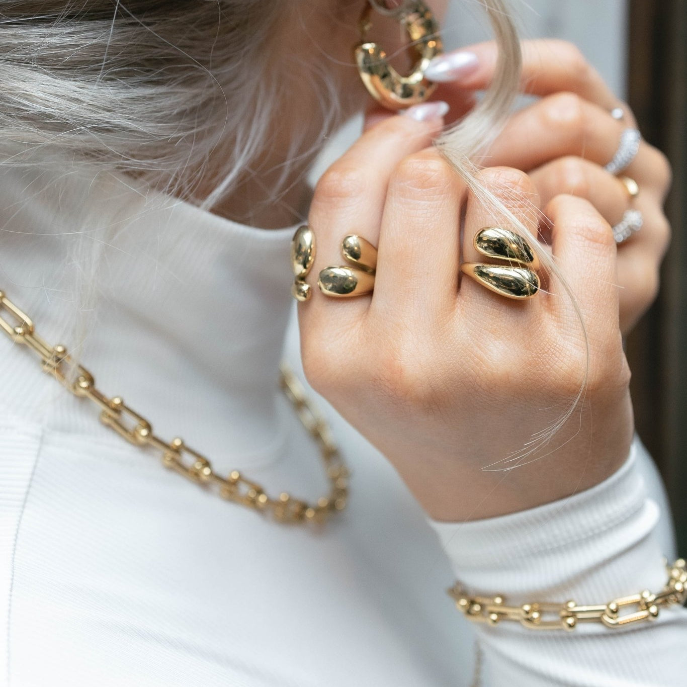 STATEMENT LINK BRACELET best gold plated tarnish and water resistant piece by Irish Jewellery brand - Lynott Jewellery