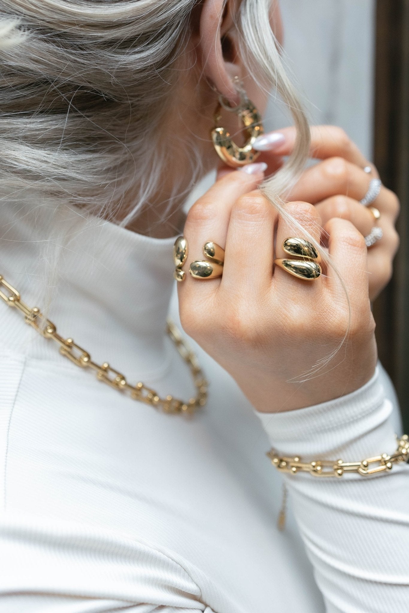 STATEMENT LINK BRACELET best gold plated tarnish and water resistant piece by Irish Jewellery brand - Lynott Jewellery