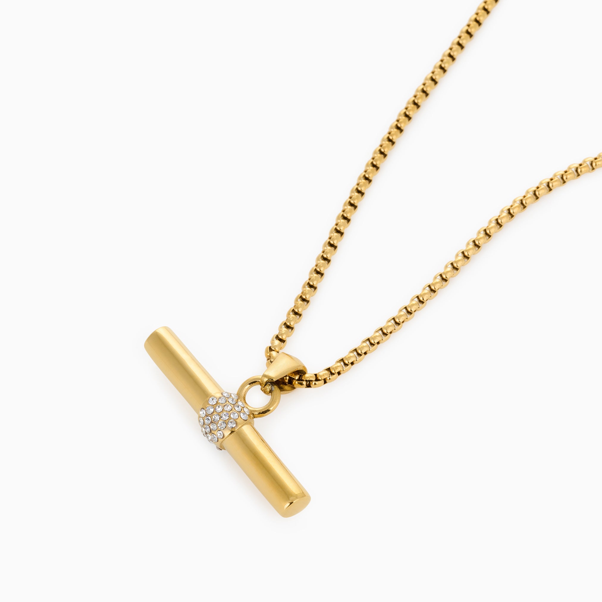 CRYSTAL T BAR NECKLACE