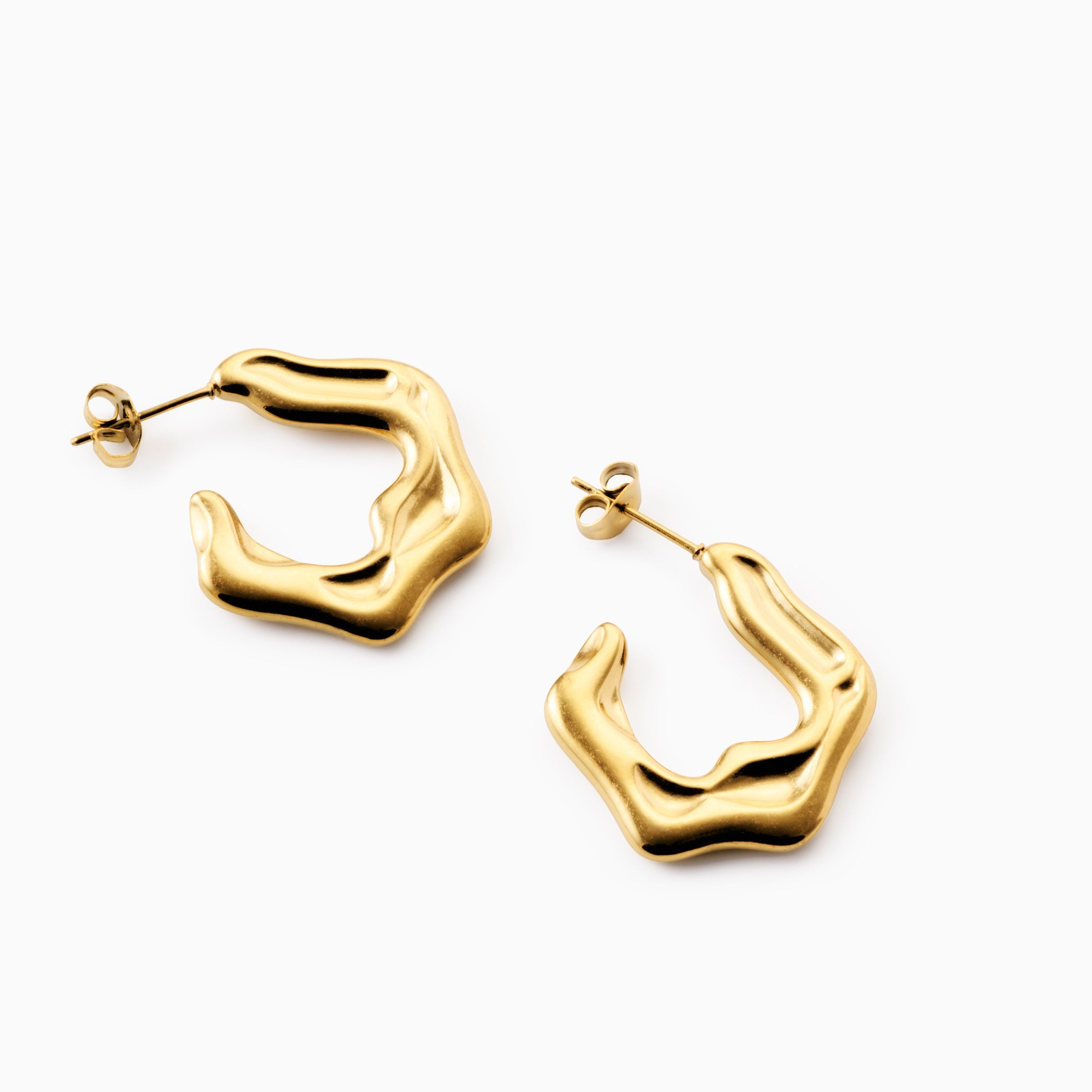 FLAT RIPPLE HOOP EARRINGS