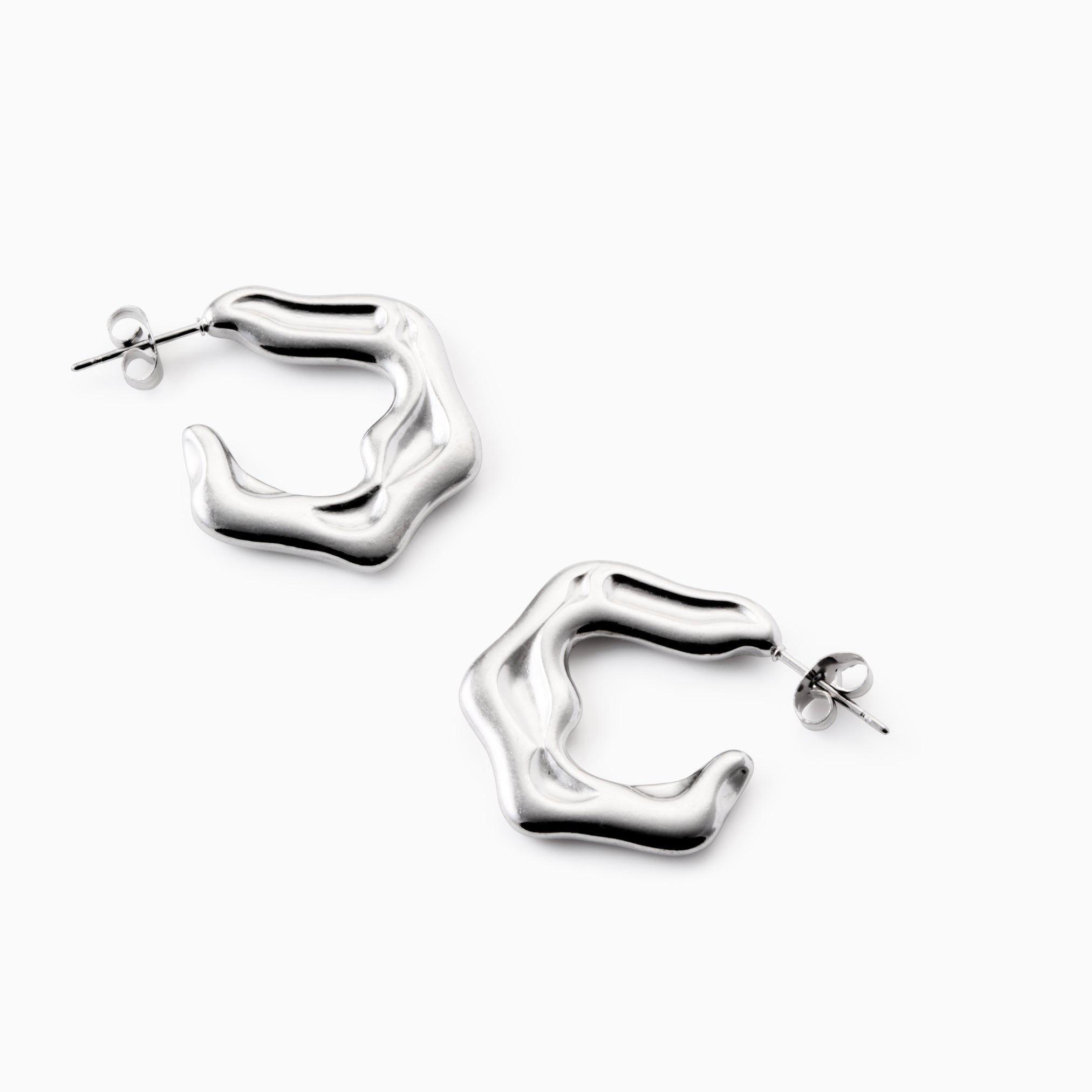 FLAT RIPPLE HOOP EARRINGS