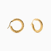 VIVID TWISTED HOOPS best gold plated tarnish and water resistant piece by Irish Jewellery brand - Lynott Jewellery
