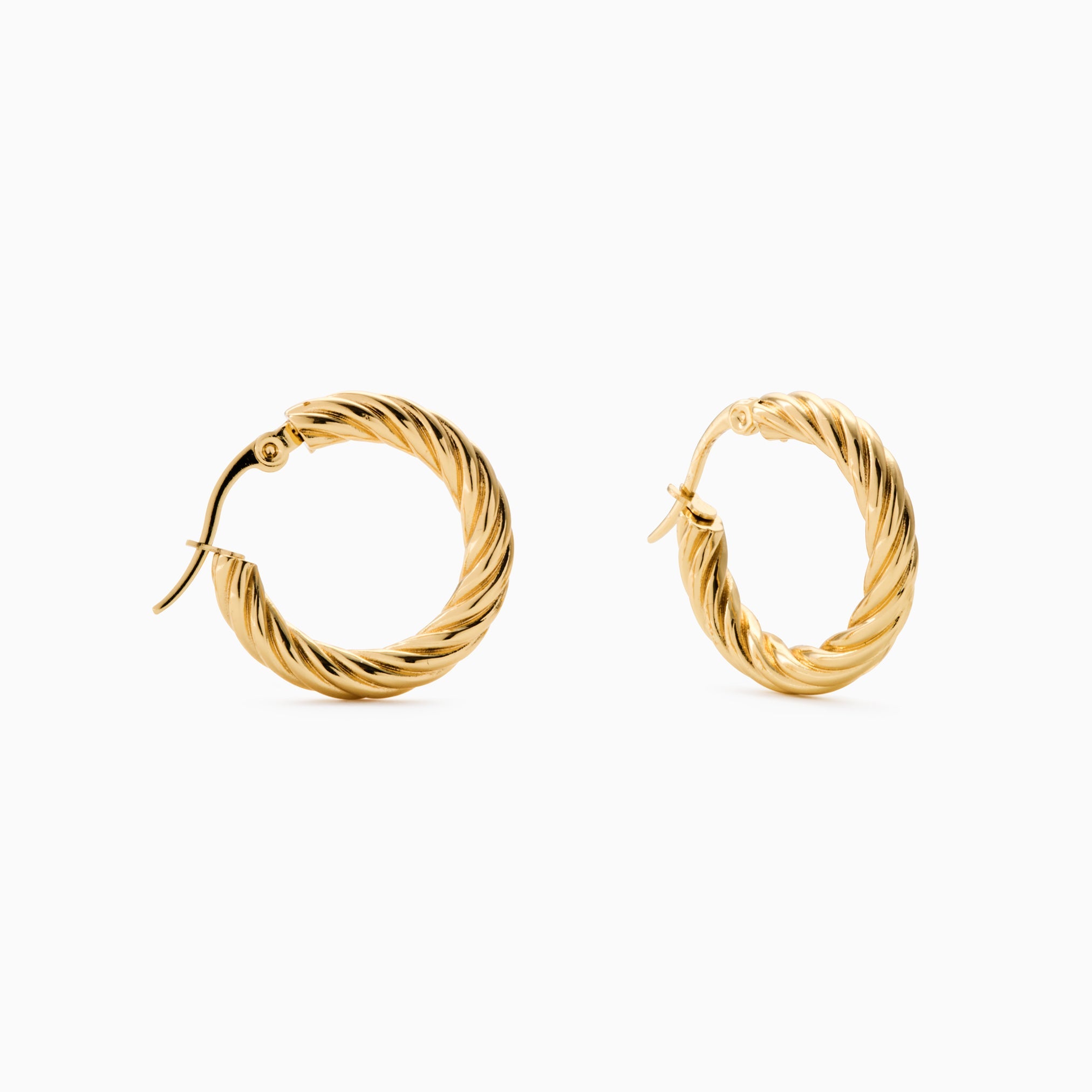 VIVID TWISTED HOOPS best gold plated tarnish and water resistant piece by Irish Jewellery brand - Lynott Jewellery
