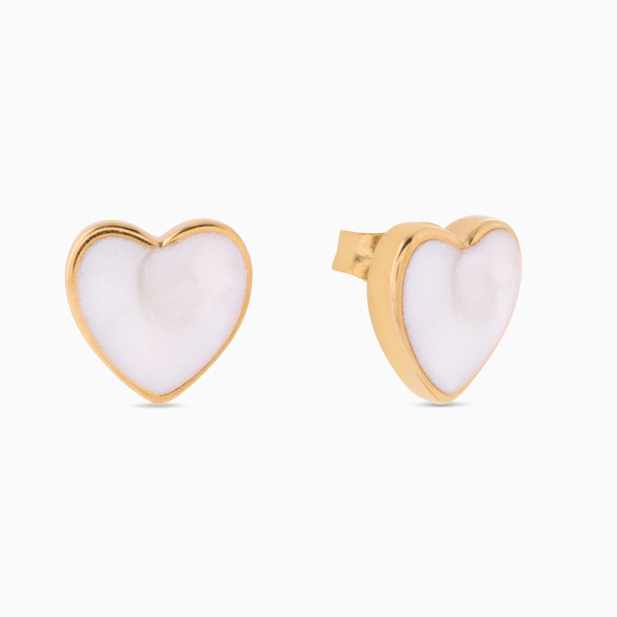 MOTHER OF PEARL HEART STUD EARRINGS