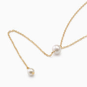 WHISPER OF PEARL LARIAT NECKLACE best gold plated tarnish and water resistant piece by Irish Jewellery brand - Lynott Jewellery