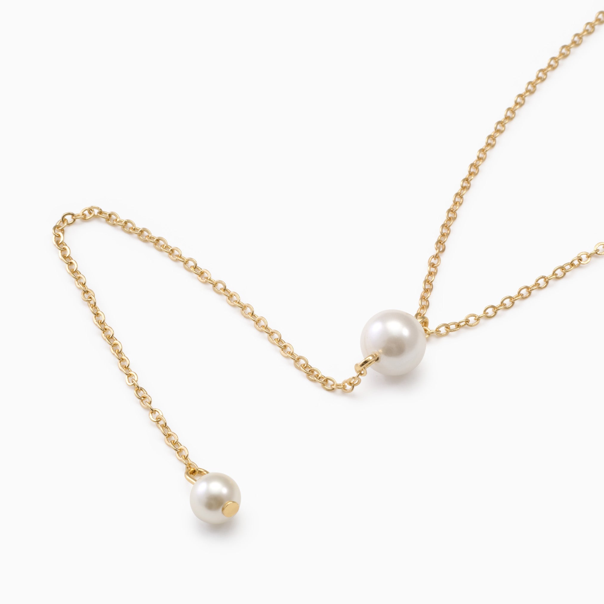 WHISPER OF PEARL LARIAT NECKLACE best gold plated tarnish and water resistant piece by Irish Jewellery brand - Lynott Jewellery