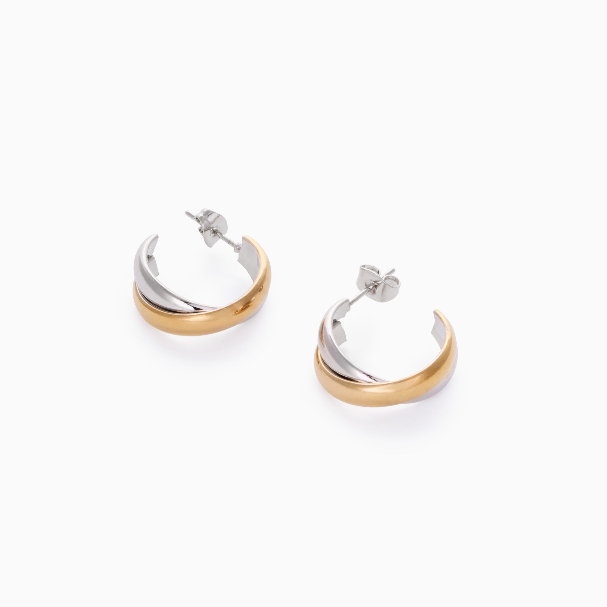 DUO TWISTED HOOP best gold plated tarnish and water resistant piece by Irish Jewellery brand - Lynott Jewellery