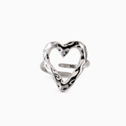 TEXTURED HEART ADJUSTABLE RING