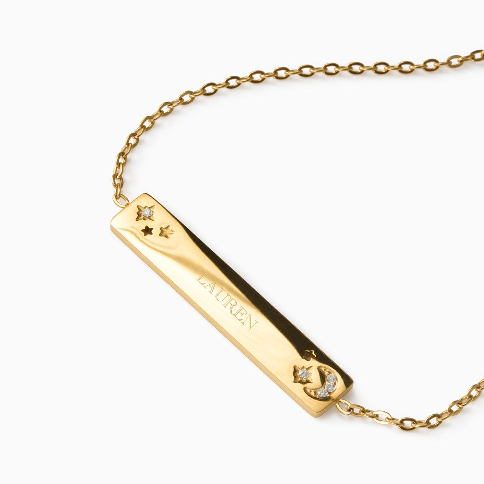 MOON & STARS ENGRAVABLE PLATE BRACELET