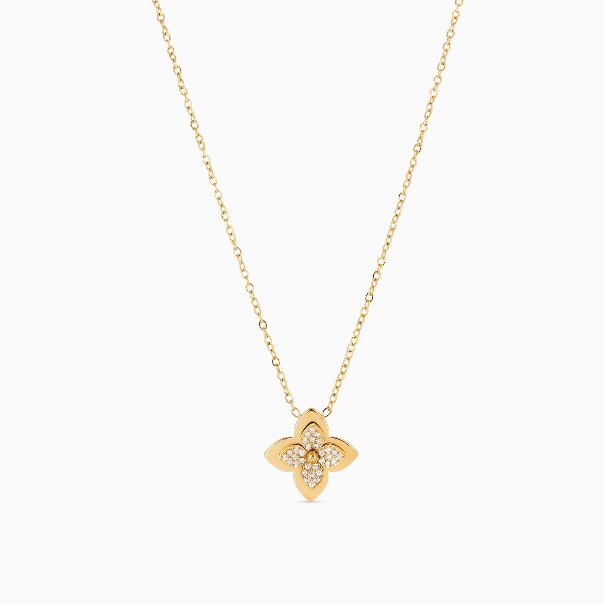 WILD CLOVER NECKLACE best gold plated tarnish and water resistant piece by Irish Jewellery brand - Lynott Jewellery