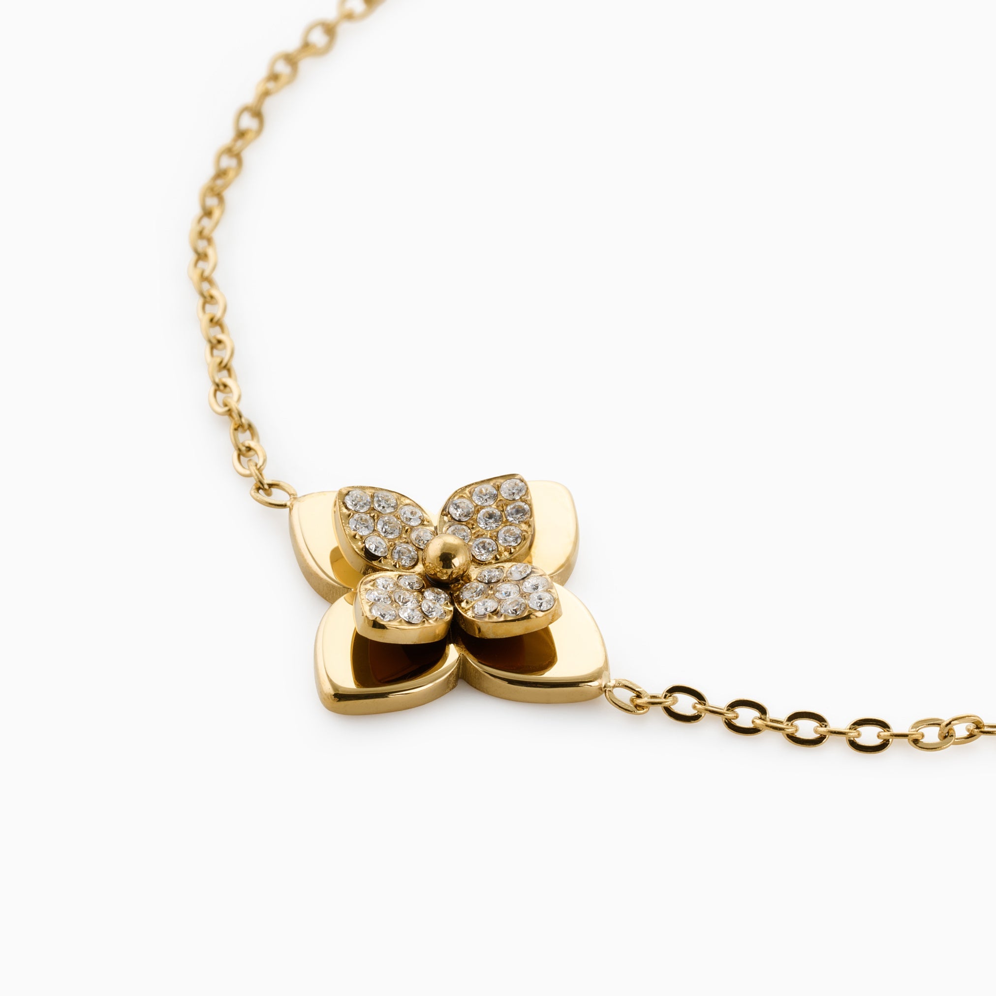 WILD CLOVER BRACELET best gold plated tarnish and water resistant piece by Irish Jewellery brand - Lynott Jewellery