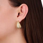 DUAL RADIANCE DOME HOOPS best gold plated tarnish and water resistant piece by Irish Jewellery brand - Lynott Jewellery