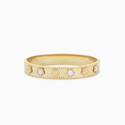 CLOVER CHARM WHITE BANGLE best gold plated tarnish and water resistant piece by Irish Jewellery brand - Lynott Jewellery