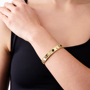 CLOVER CHARM WHITE BANGLE best gold plated tarnish and water resistant piece by Irish Jewellery brand - Lynott Jewellery