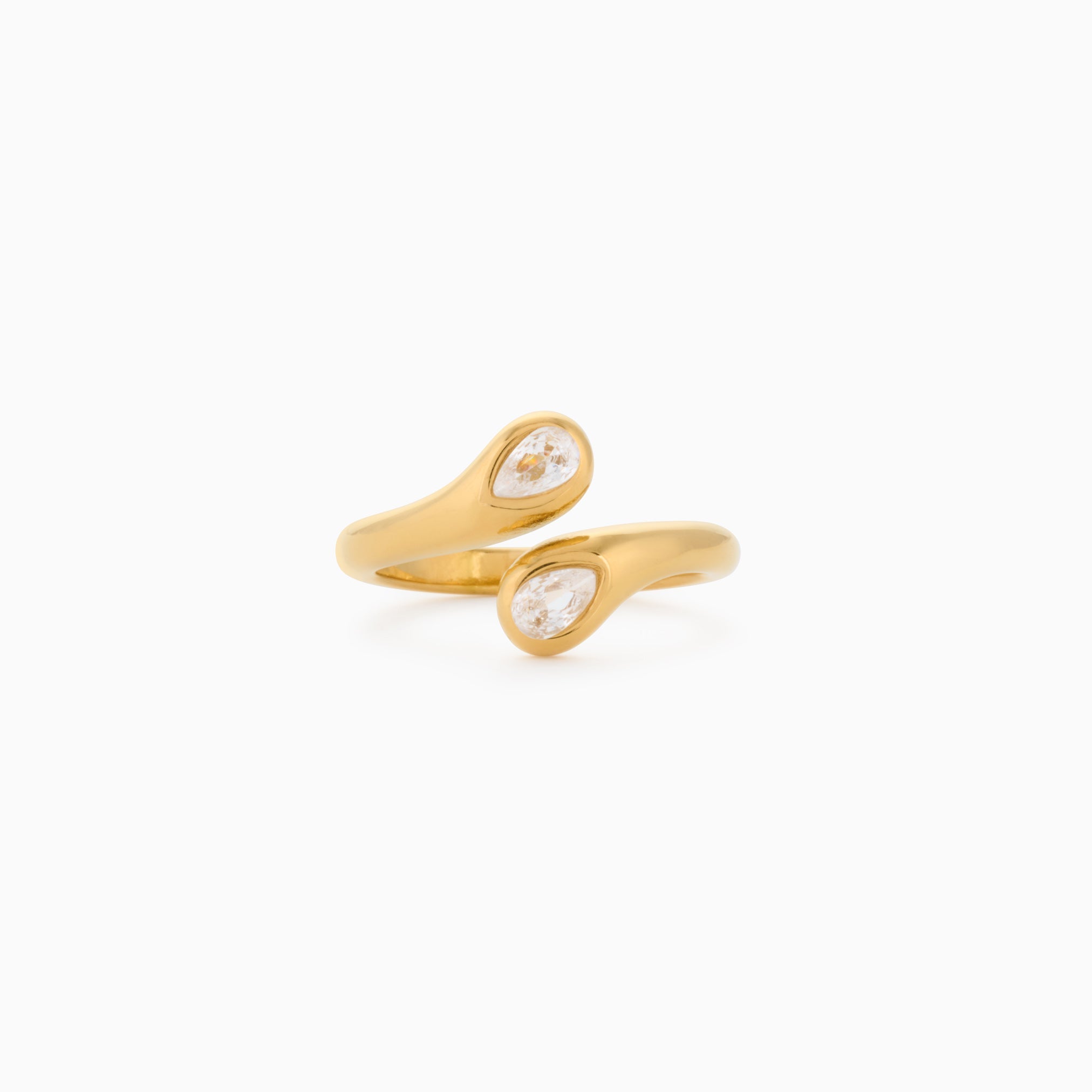TEARDROP SPARKLE RING best gold plated tarnish and water resistant piece by Irish Jewellery brand - Lynott Jewellery